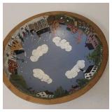 11½" Hand painted munsing wooden bowl - houses