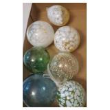 6 art glass balls