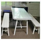 Glass top Picnic table and 2 benches