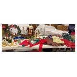 Red tub lot misc Christmas - stockings, lights,