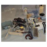 Good size tub lot.Painters tarp, car vac, socket