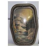 W.A Carson signed print in bubble glass frame.