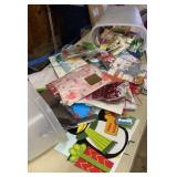 Clear garbage can lot gift bags, tissue paper,