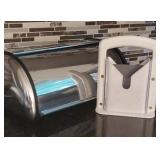 Bagel slicer and chrome bread box