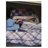 Single bedding, sheets, quilt, in closet