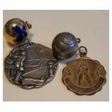 Bowling and baseball pendants - the large one is