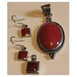 2 sterling silver pendants and pair of earrings