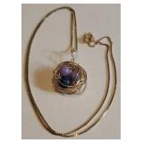 Sterling chain bird nest necklace - gold color