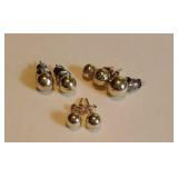 10k gold tested - 2 pr earrings & 3 odd