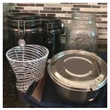 sugar and flour canisters, lunch kit, and other