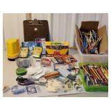 Large box office/shop supplies/crayons
