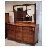 9 Drawer Mahogany low dresser. Finish needs