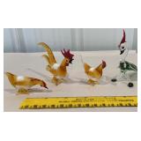 4 small art glass birds