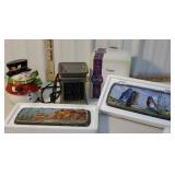 Box - new candle warmer, plaques, snowman candy