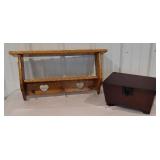 Oak shelf, document box.