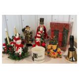 2 Box lot Christmas lights, figures, nutcracker,