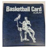 Blue basketball card album full of cards