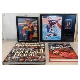 Box lot sports related - books, print, plaque