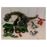 Box of toys John Deere & dinosaur