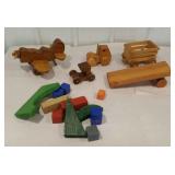 Box lot of wood block toys