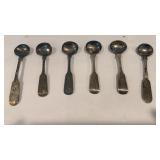 6 salt spoons - coin silver