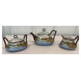 Japanese tea pot with sugar and creamer