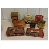 Box lot old advertising tins