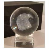 Anheuser-Busch glass paperweight w/pedestal