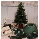 Christmas lights, fiber optic tree and stand