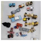 Box lot of matchbox type cars, air plane, etc.