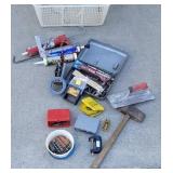 Lot of drill bits, caulk gun, trowel, etc.