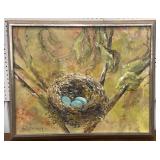 Signed oil on canvas - Eggs in Nest approx
