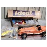 Box toys - remco race car, airplane engine,