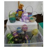 Easter eggs lights baskets and bunnies