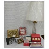 Crystal, beautiful lamp & misc
