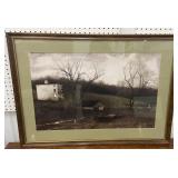 Black and white watercolor print - country