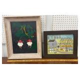 2 framed paintings on canvas - 1 signed