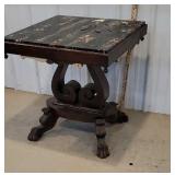 Marble top claw foot table 24" square 26"h