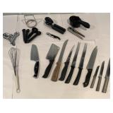 Lot of misc kitchen utensils and knives