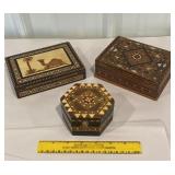3 nice decorative inlaid boxes