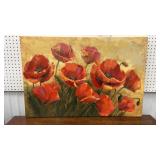 Nice poppies print on canvas approx 24"x36"