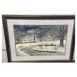 William Mangum watercolor print - country snow