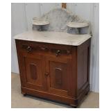 Walnut marble top wash stand