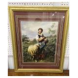 Large print- young girl with sheep approx 25"x31"