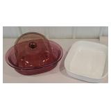 Two (2) Roasters -- 1 Cranberry Visions with lid