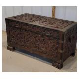 Carved chest with serpents 40"x20"x22"