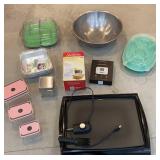 Box of kitchen related - large mixing bowl,