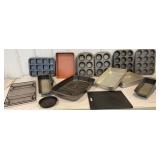 Blue tub lot baking pans, roaster, cutting board