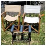 2 folding chairs and luggage rack