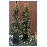 2 fake prelit trees